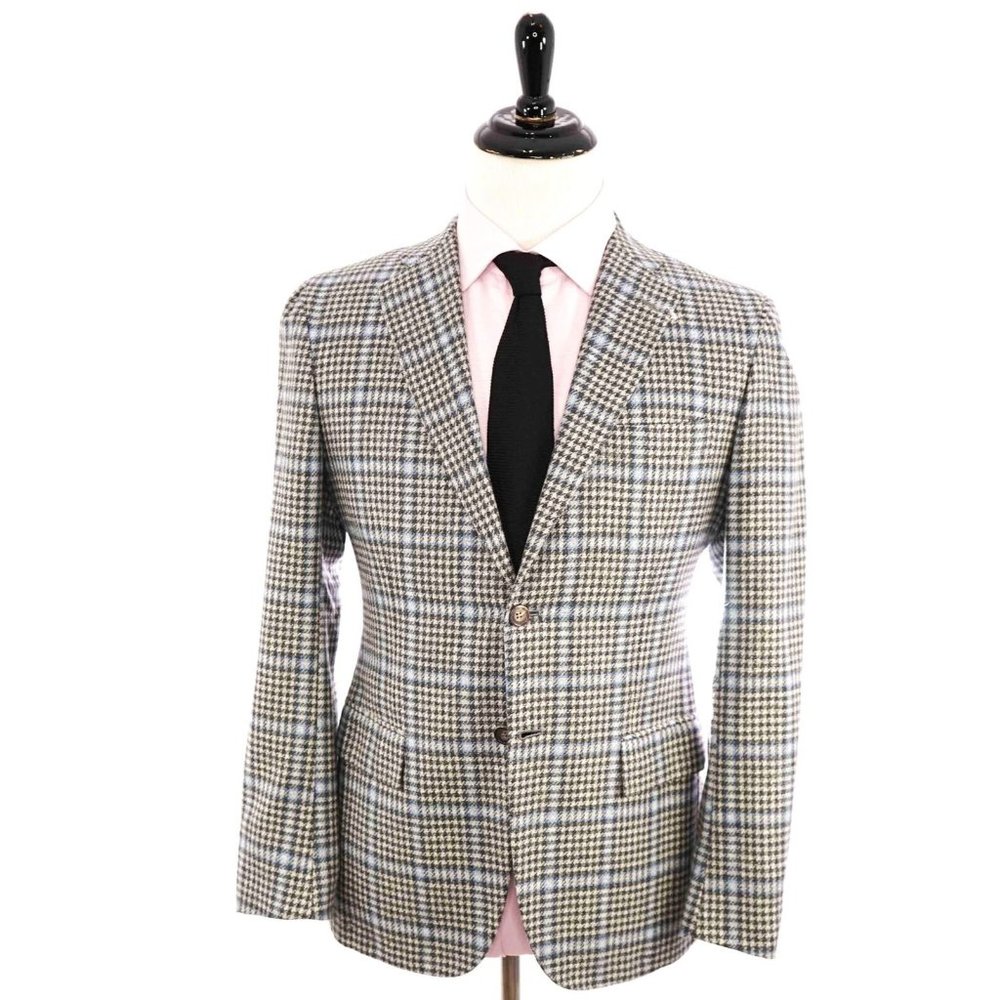 Kiton Gray and Black Checkered Blazer